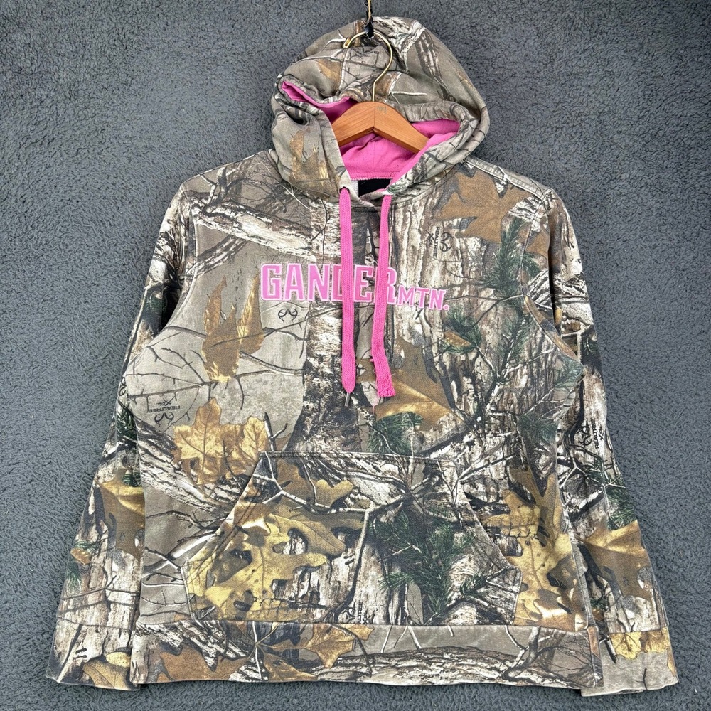 Gander Mountain Womens Realtree Camo Hoodie Pink Logo Pullover Medium Camouflage